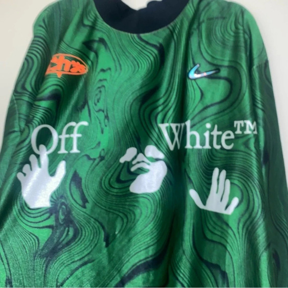 Nike x Off-White Allover Print Kelley Green long sleeve Jersey tags cut off mens - Picture 5 of 16